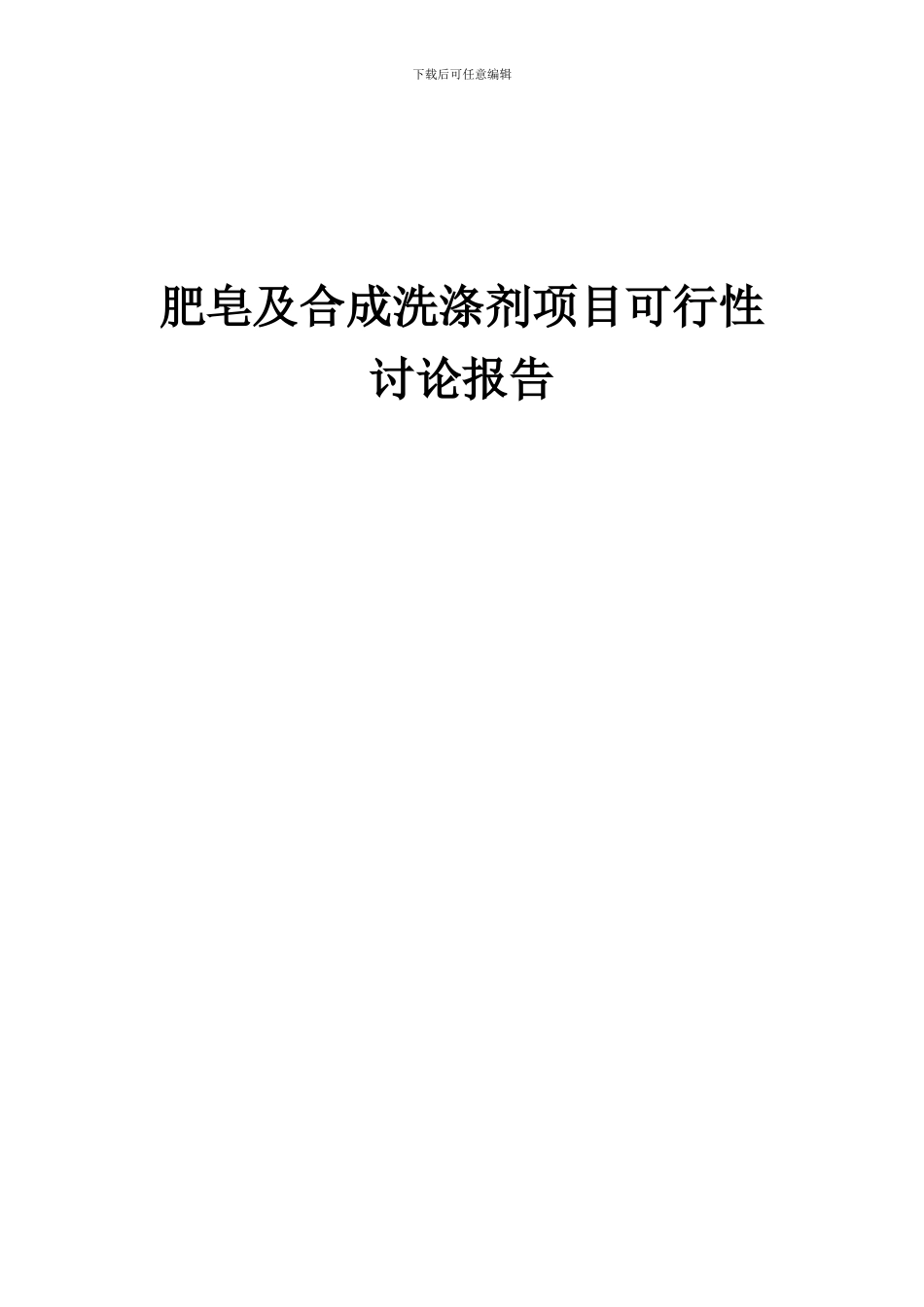 2024年肥皂及合成洗涤剂项目可行性研究报告_第1页