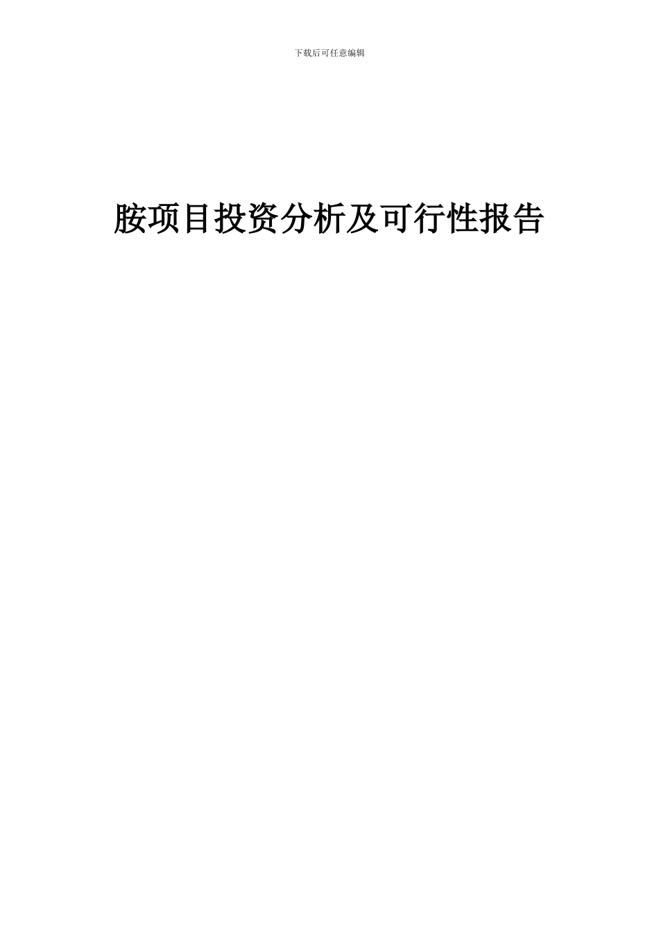 2024年胺项目投资分析及可行性报告_第1页