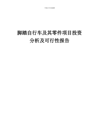 2024年脚踏自行车及其零件项目投资分析及可行性报告