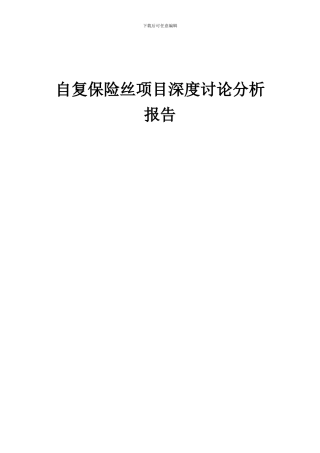 2024年自复保险丝项目深度研究分析报告