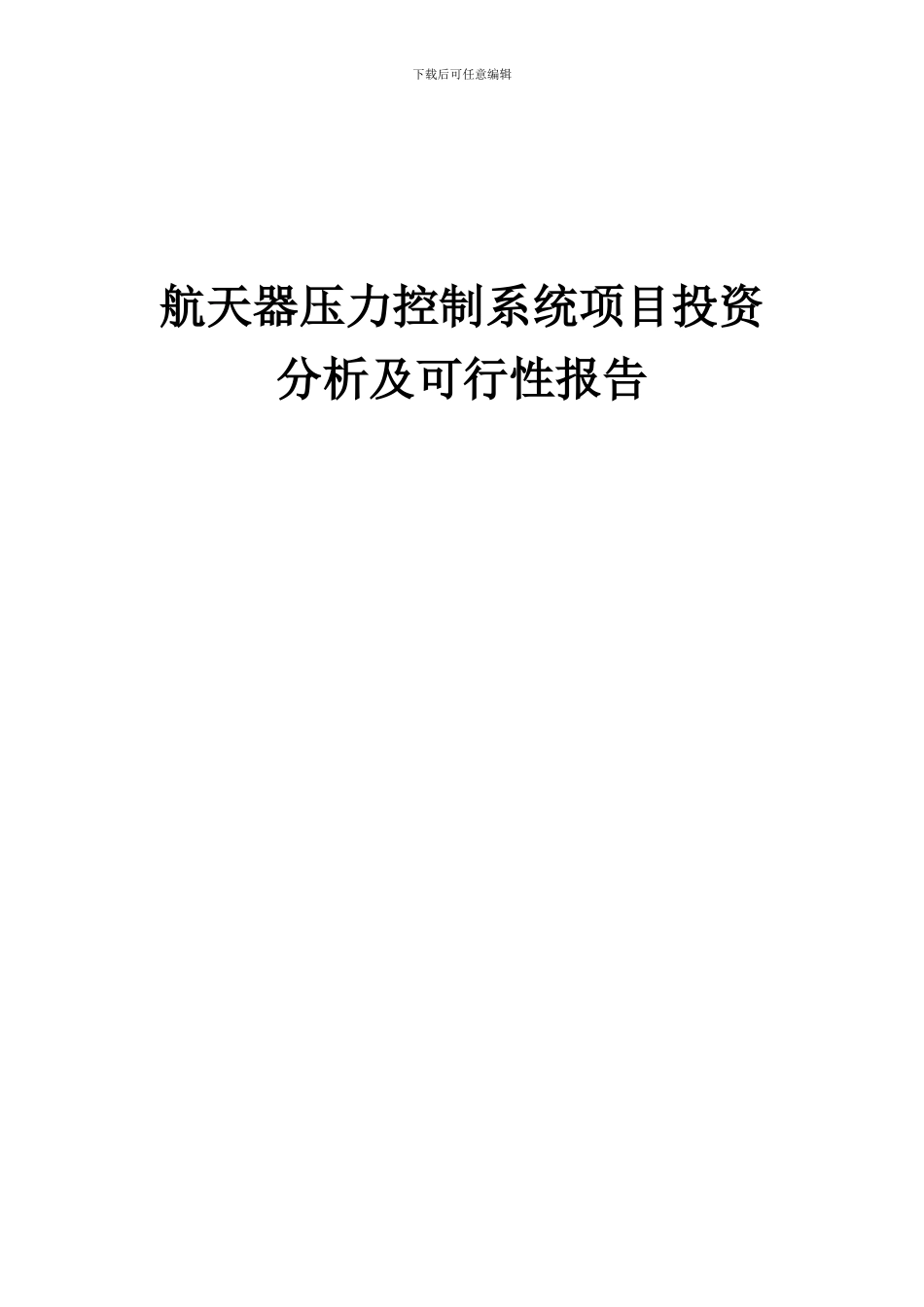 2024年航天器压力控制系统项目投资分析及可行性报告_第1页