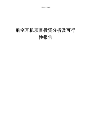 2024年航空耳机项目投资分析及可行性报告