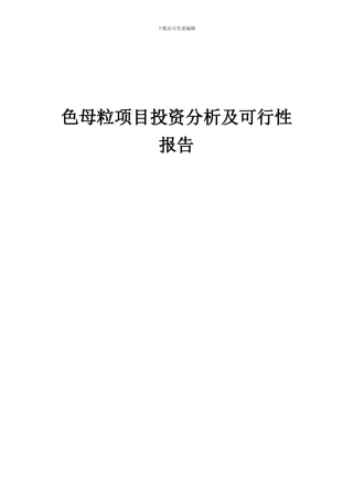 2024年色母粒项目投资分析及可行性报告