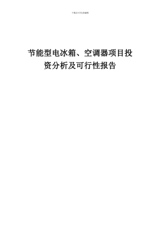 2024年节能型电冰箱、空调器项目投资分析及可行性报告