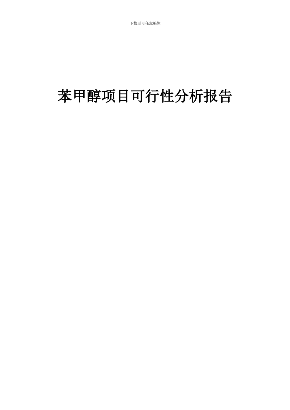 2024年苯甲醇项目可行性分析报告_第1页