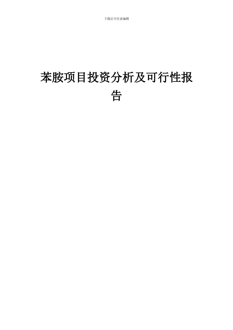2024年苯胺项目投资分析及可行性报告_第1页