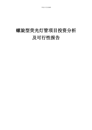 2024年螺旋型荧光灯管项目投资分析及可行性报告