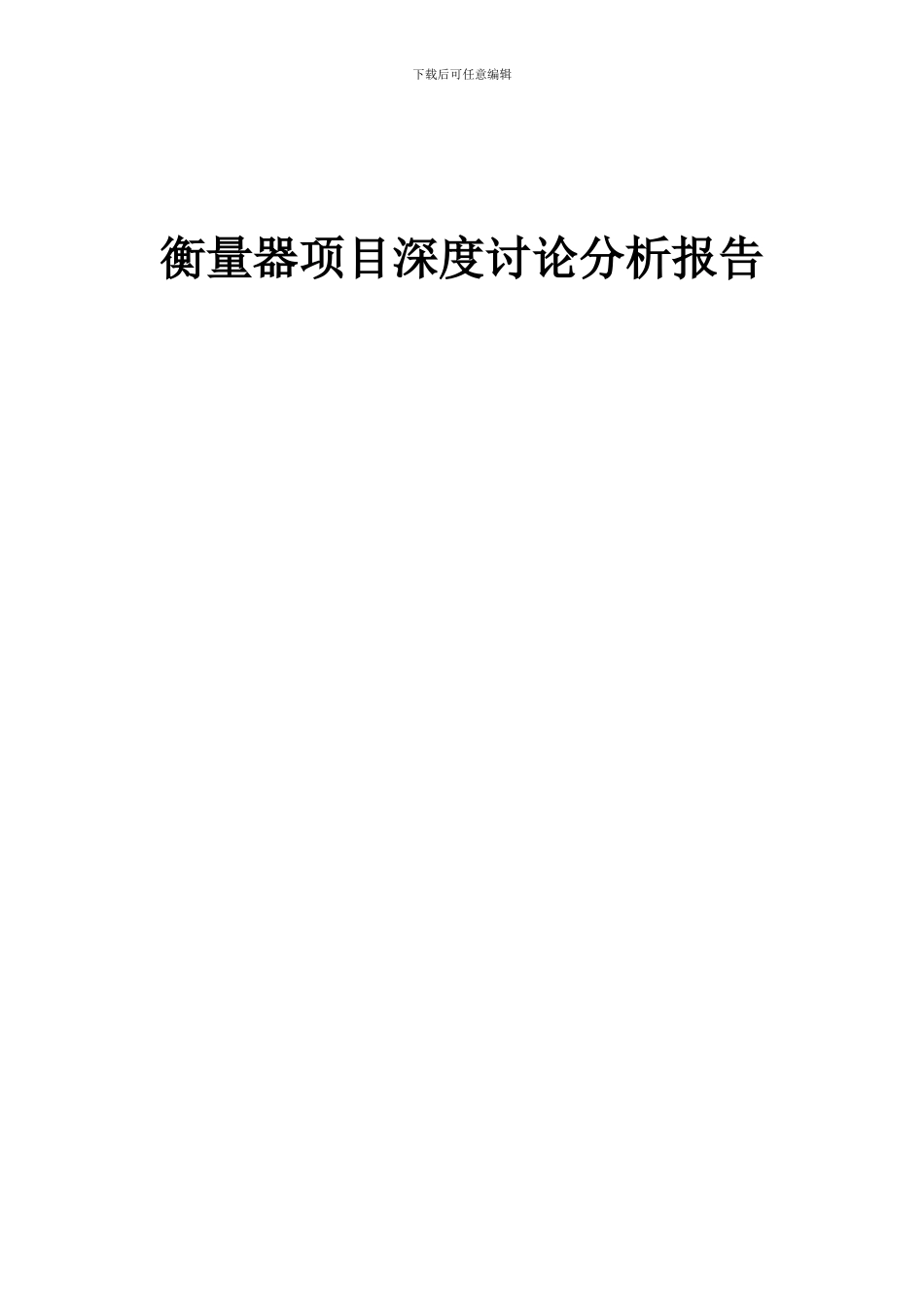 2024年衡量器项目深度研究分析报告_第1页