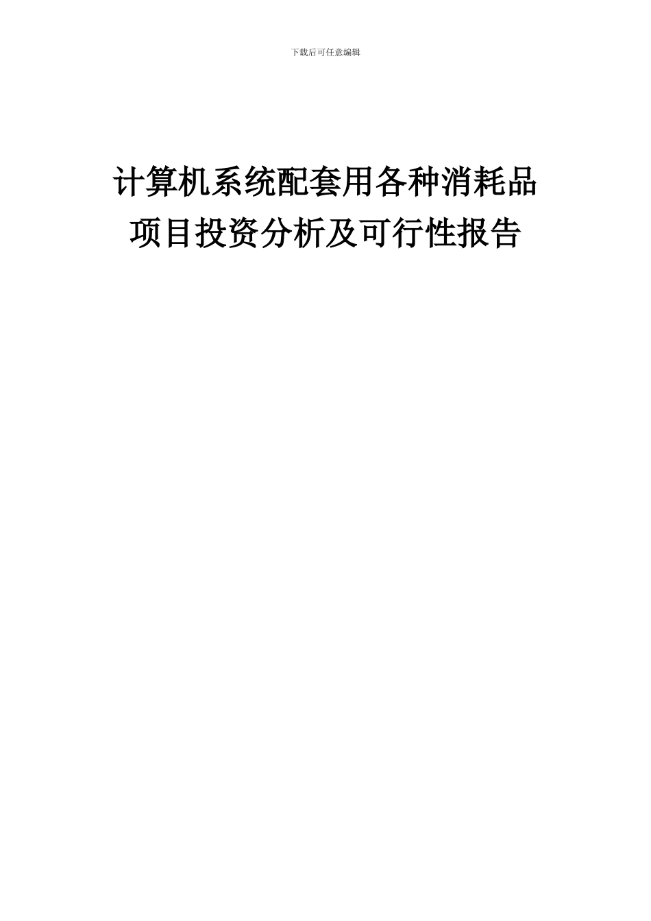 2024年计算机系统配套用各种消耗品项目投资分析及可行性报告_第1页