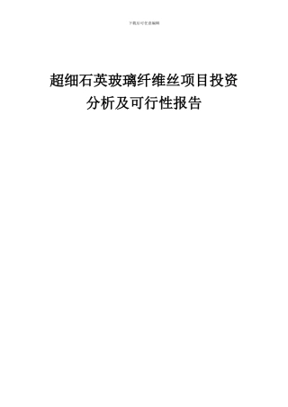 2024年超细石英玻璃纤维丝项目投资分析及可行性报告
