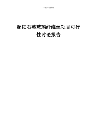 2024年超细石英玻璃纤维丝项目可行性研究报告