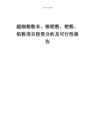 2024年超细银粉末、银钯粉、钯粉、铂粉项目投资分析及可行性报告