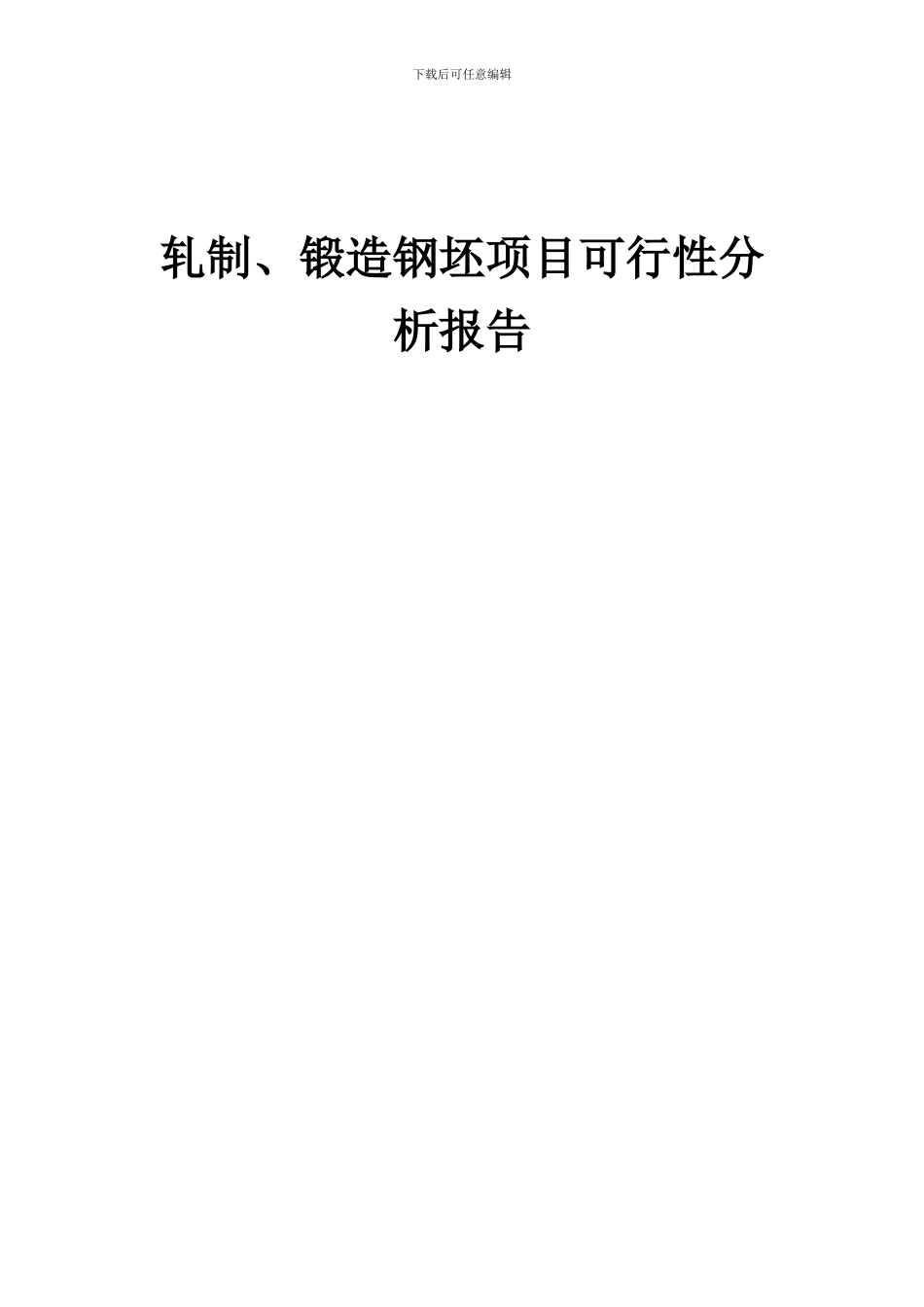 2024年轧制、锻造钢坯项目可行性分析报告_第1页