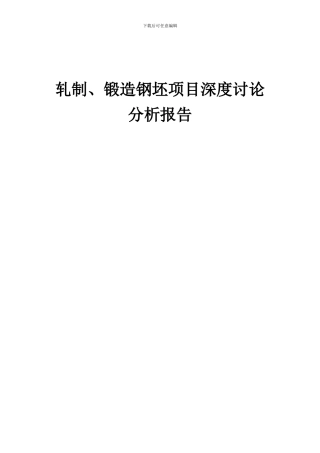 2024年轧制、锻造钢坯项目深度研究分析报告