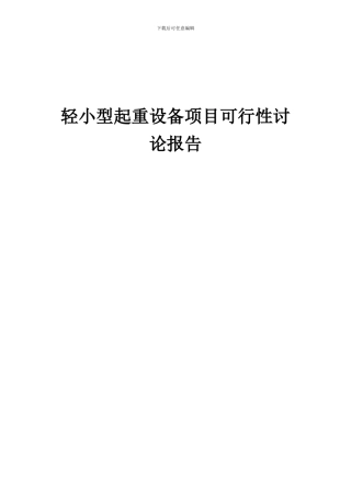 2024年轻小型起重设备项目可行性研究报告