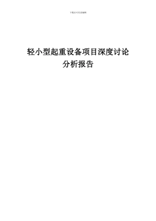 2024年轻小型起重设备项目深度研究分析报告