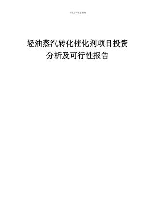 2024年轻油蒸汽转化催化剂项目投资分析及可行性报告