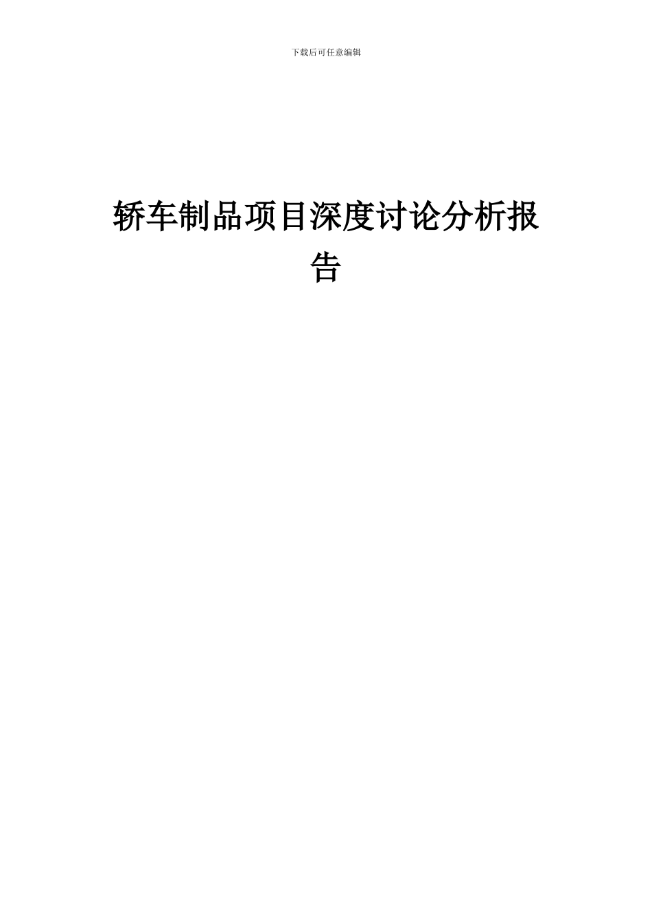 2024年轿车制品项目深度研究分析报告_第1页