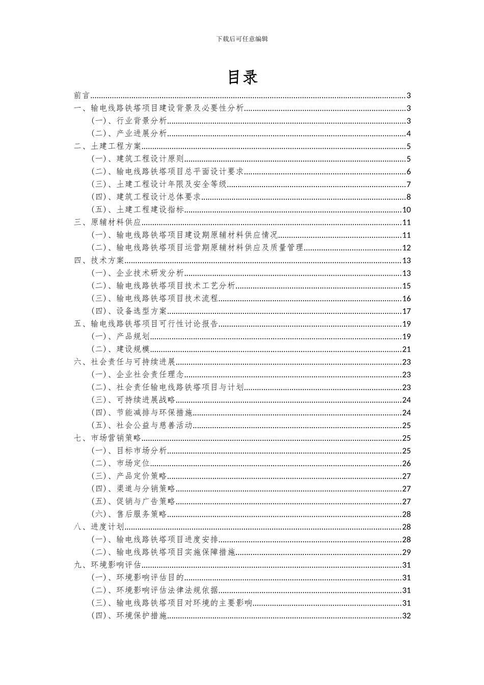 2024年输电线路铁塔项目可行性分析报告_第2页