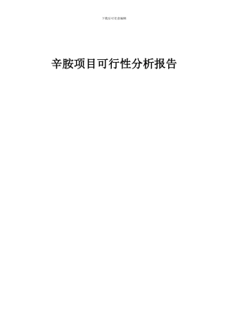 2024年辛胺项目可行性分析报告