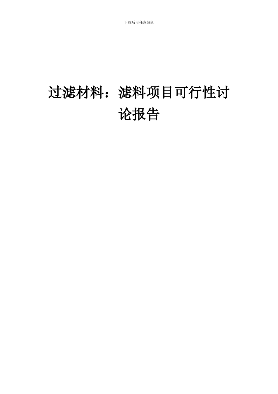 2024年过滤材料：滤料项目可行性研究报告_第1页