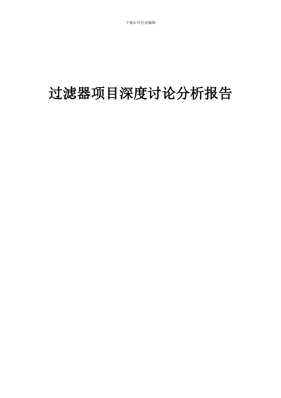 2024年过滤器项目深度研究分析报告_第1页