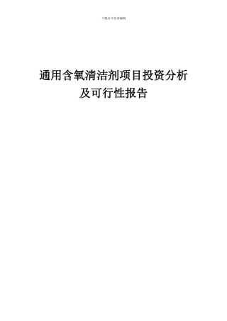 2024年通用含氧清洁剂项目投资分析及可行性报告