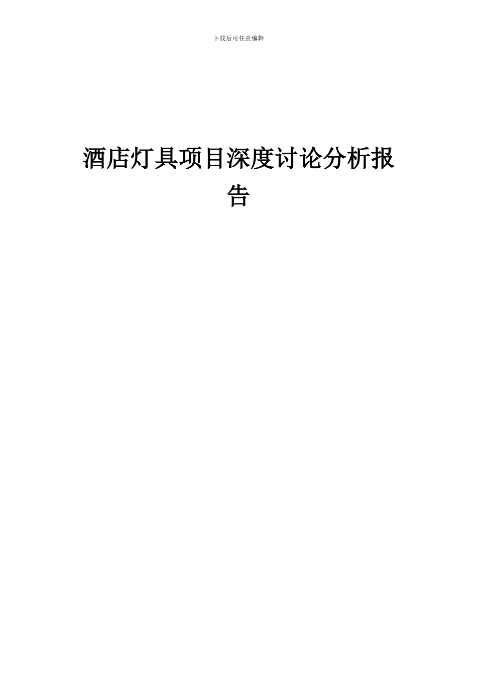 2024年酒店灯具项目深度研究分析报告_第1页