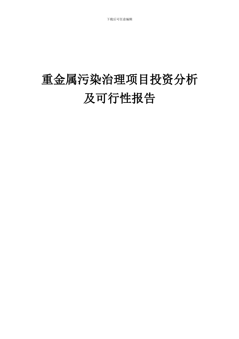 2024年重金属污染治理项目投资分析及可行性报告_第1页