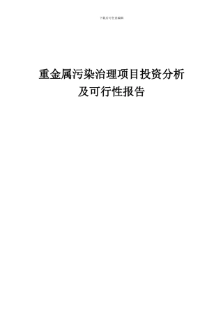 2024年重金属污染治理项目投资分析及可行性报告
