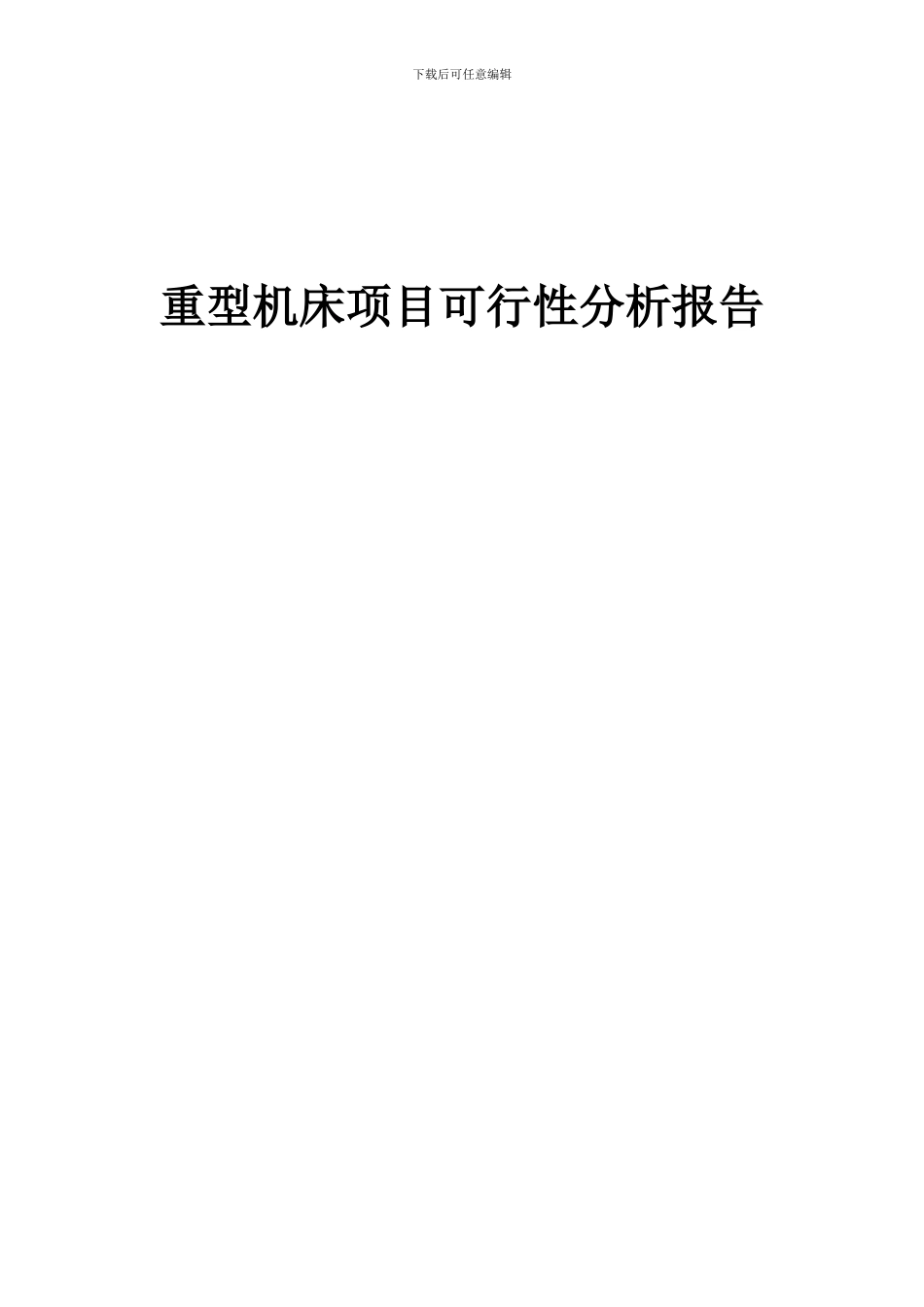 2024年重型机床项目可行性分析报告_第1页