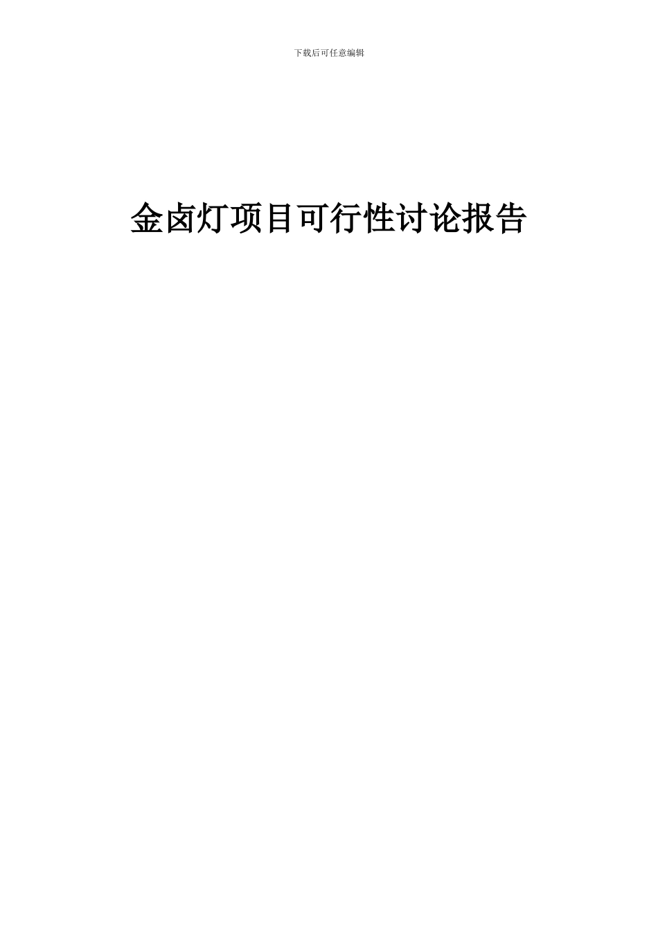 2024年金卤灯项目可行性研究报告_第1页