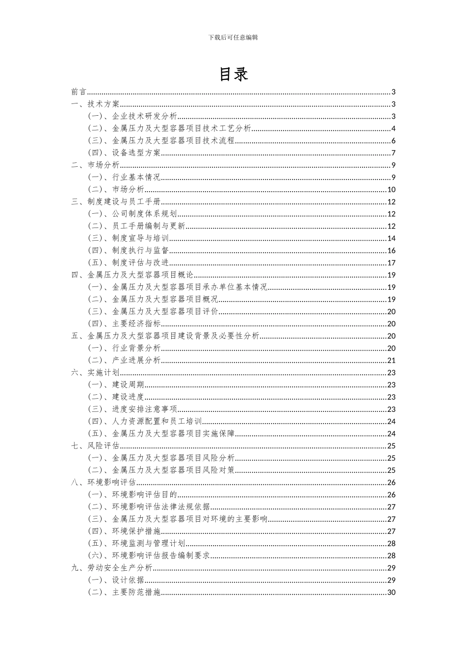 2024年金属压力及大型容器项目投资分析及可行性报告_第2页