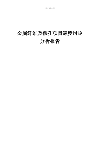 2024年金属纤维及微孔项目深度研究分析报告