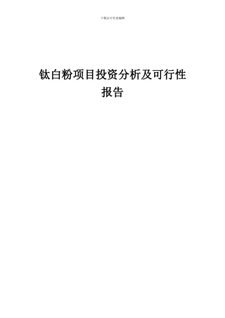 2024年钛白粉项目投资分析及可行性报告