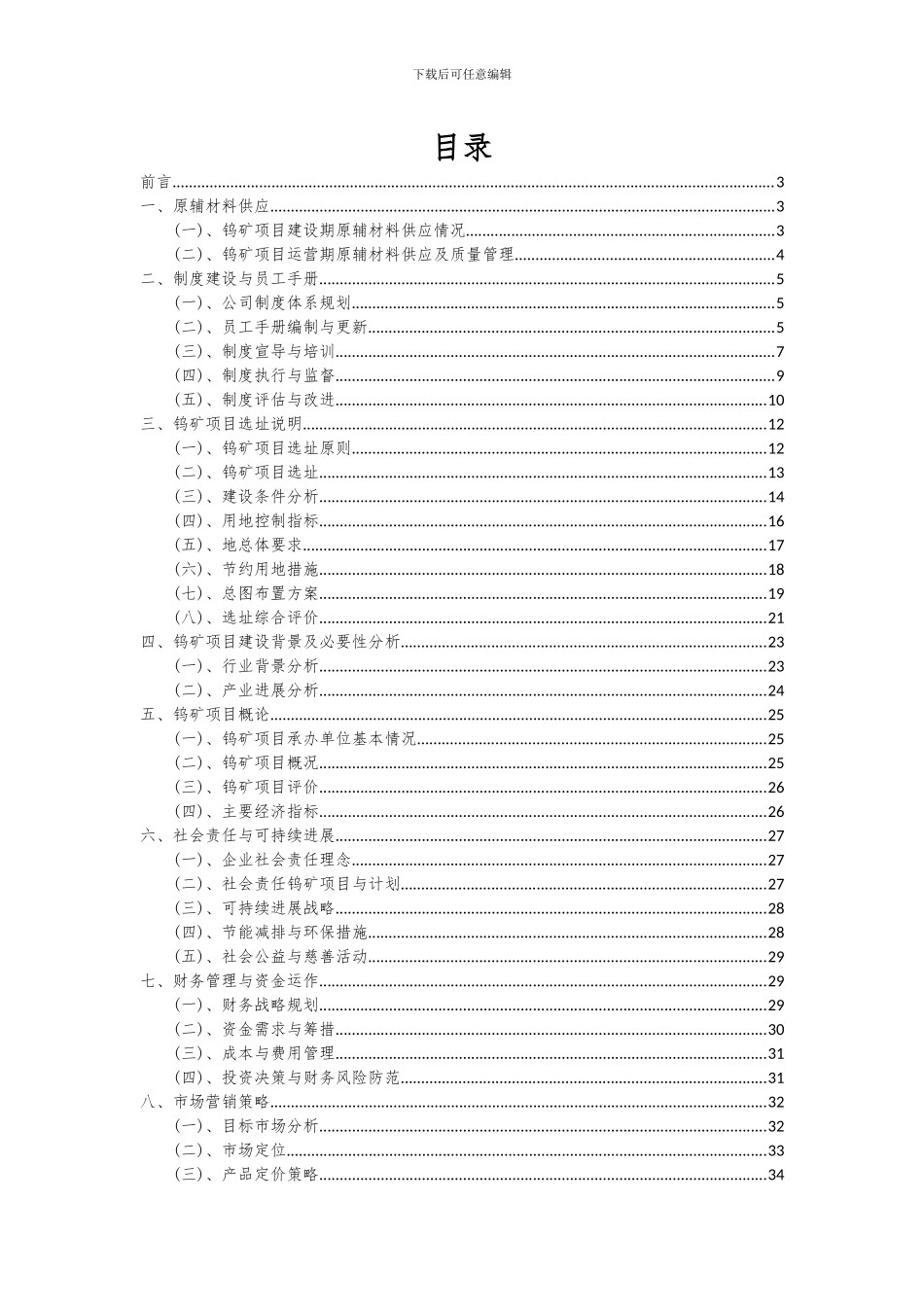 2024年钨矿项目可行性分析报告_第2页