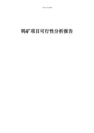 2024年钨矿项目可行性分析报告