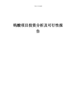 2024年钨酸项目投资分析及可行性报告