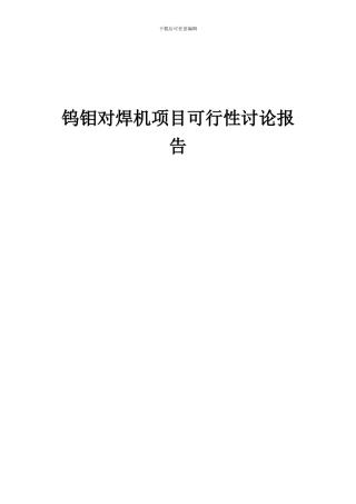 2024年钨钼对焊机项目可行性研究报告