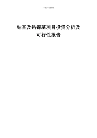 2024年钴基及钴镍基项目投资分析及可行性报告