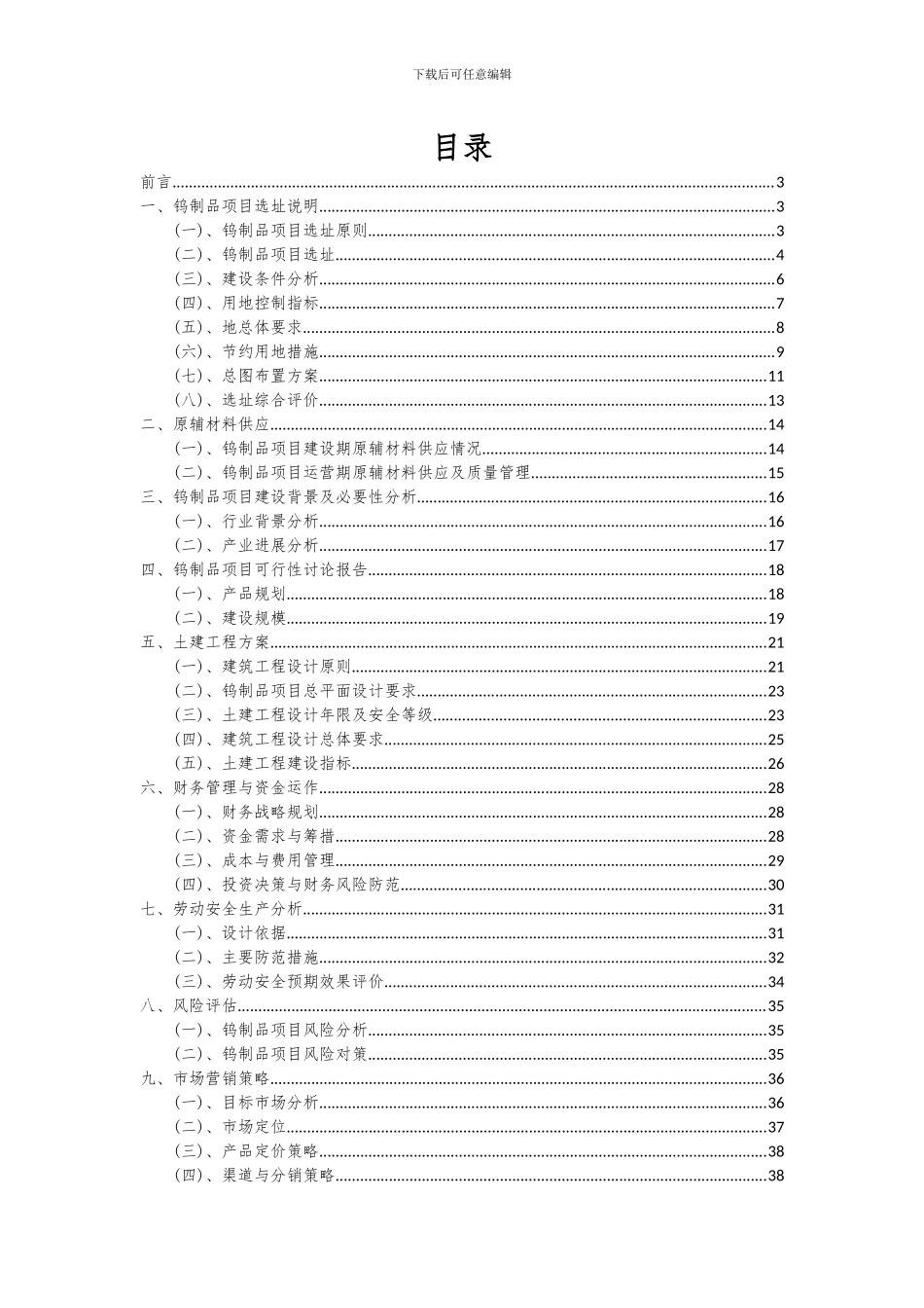 2024年钨制品项目可行性分析报告_第2页