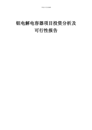 2024年钽电解电容器项目投资分析及可行性报告