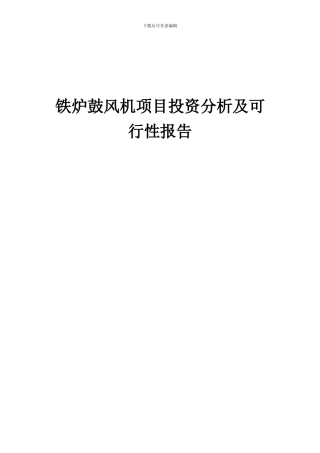 2024年铁炉鼓风机项目投资分析及可行性报告