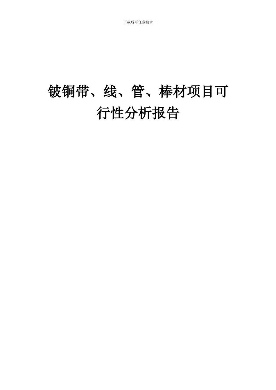 2024年铍铜带、线、管、棒材项目可行性分析报告_第1页