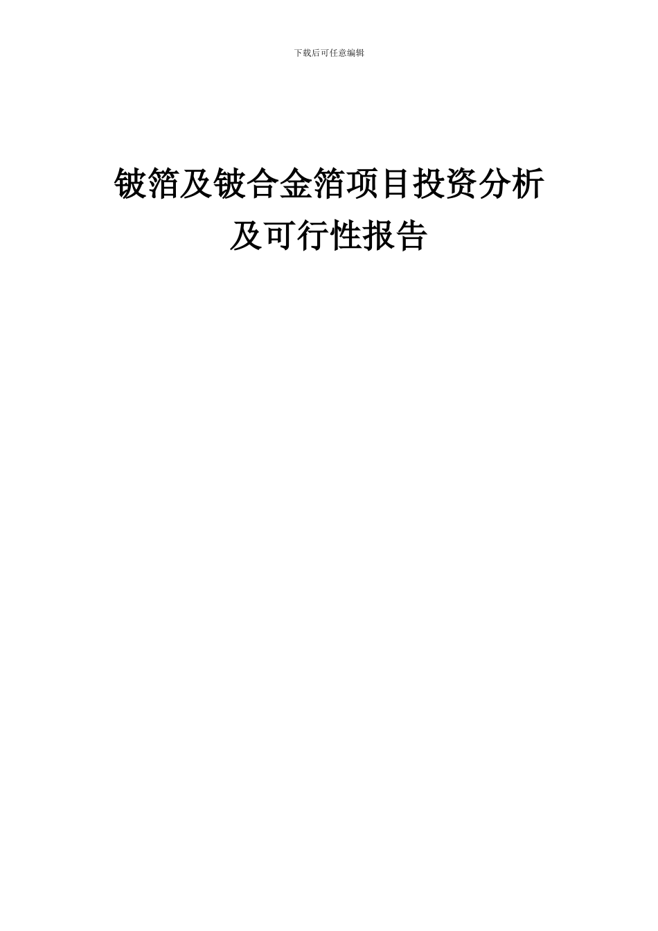 2024年铍箔及铍合金箔项目投资分析及可行性报告_第1页