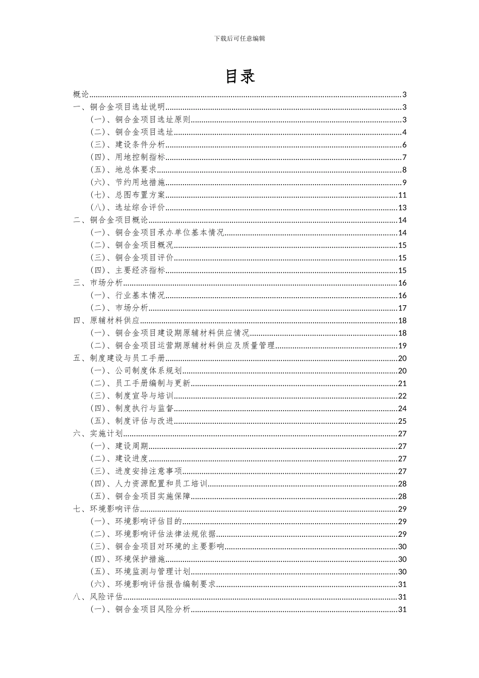 2024年铜合金项目可行性研究报告_第2页