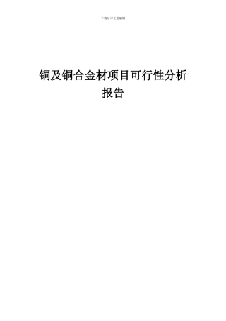 2024年铜及铜合金材项目可行性分析报告