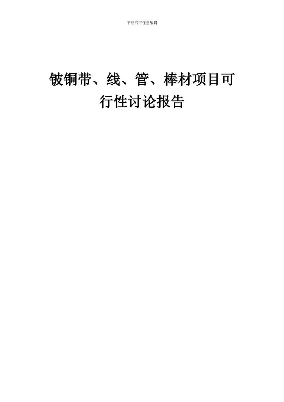 2024年铍铜带、线、管、棒材项目可行性研究报告_第1页