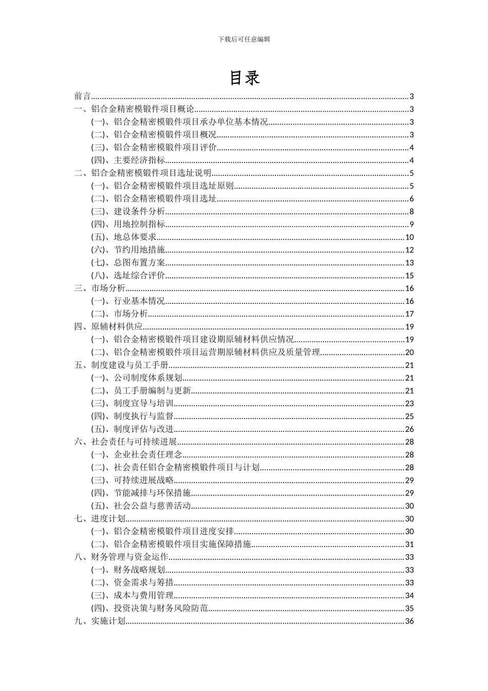 2024年铝合金精密模锻件项目投资分析及可行性报告_第2页