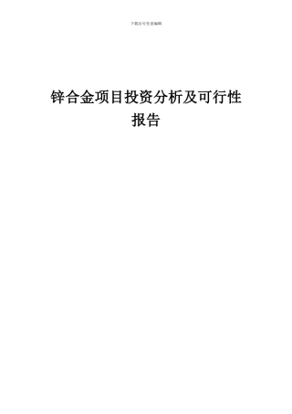 2024年锌合金项目投资分析及可行性报告
